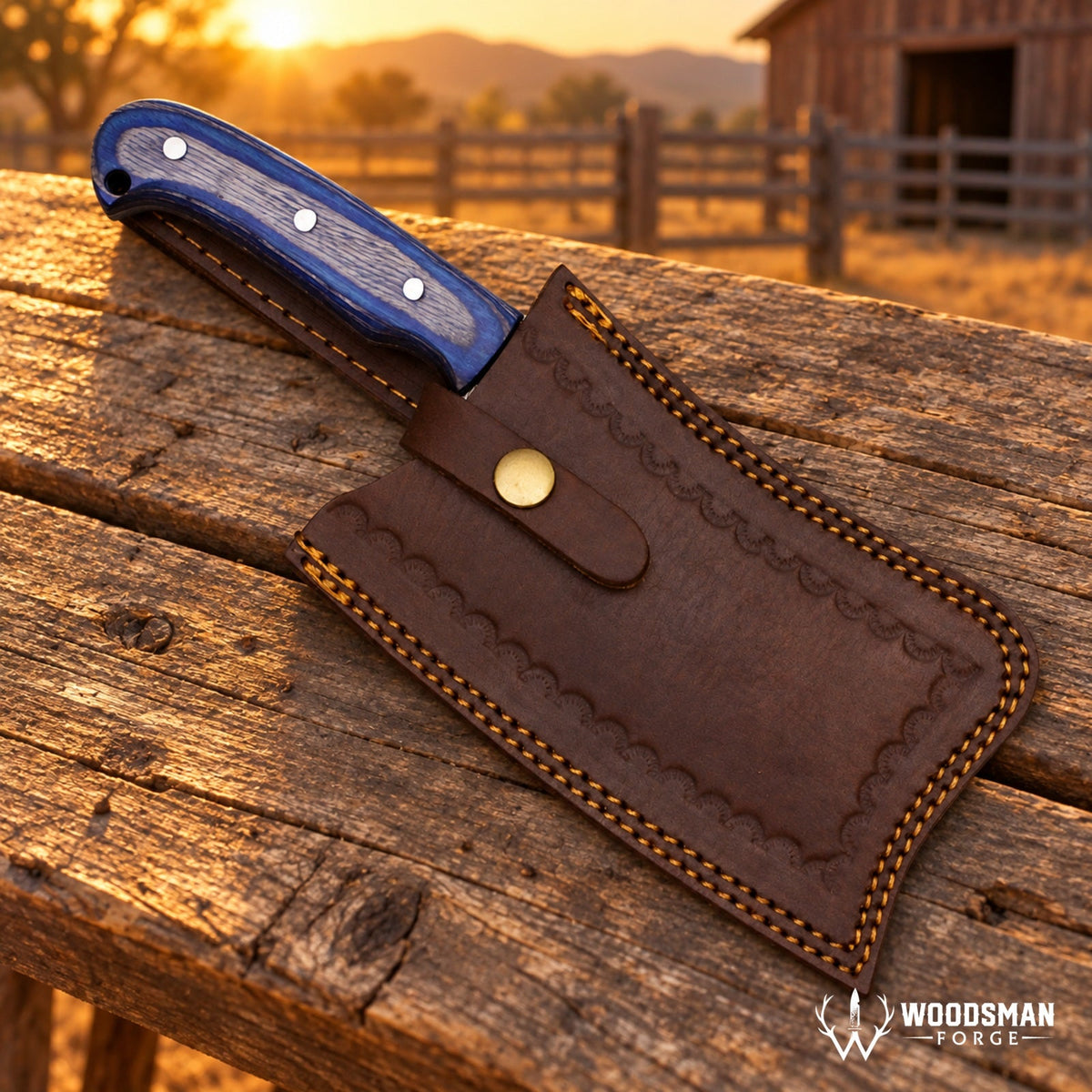 Timbercrest Forgehaven Damascus Kitchen Cleaver – Densified Wood Handle