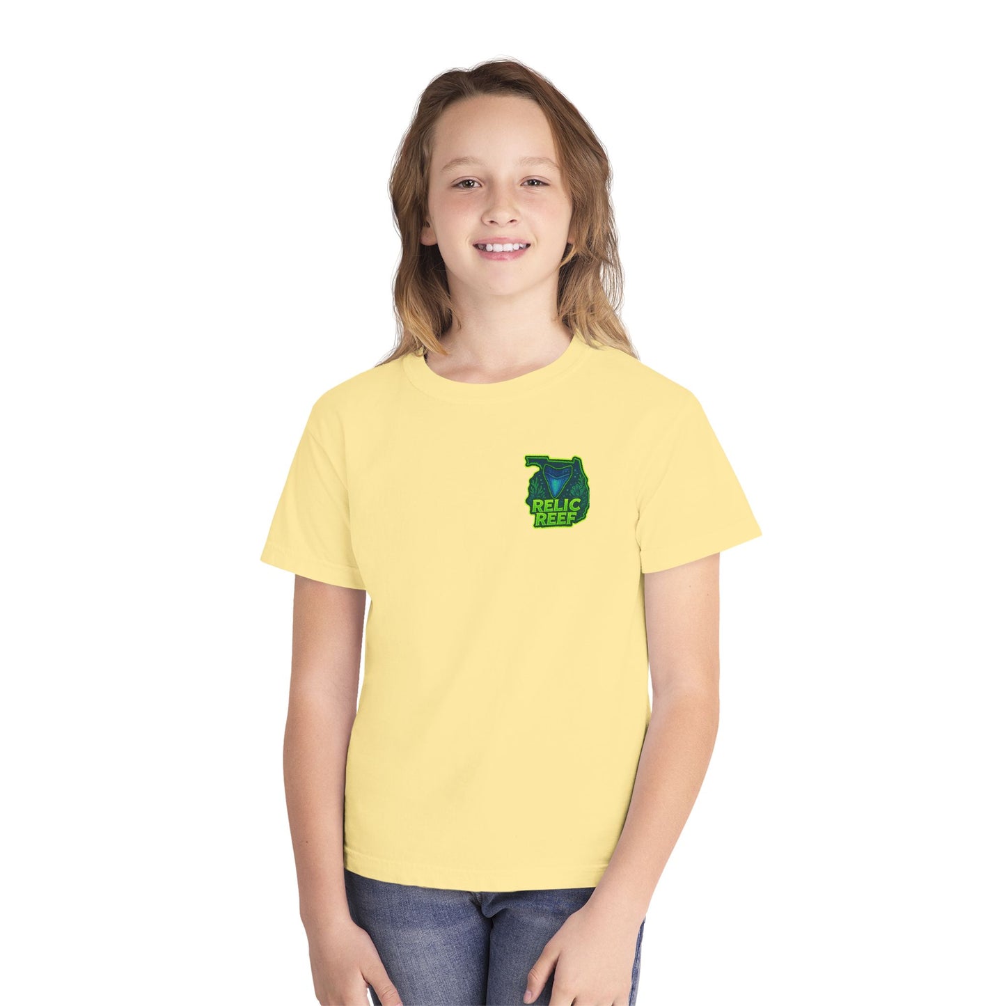 Shark Tooth Kid's Tee Blue Fossil Megalodon