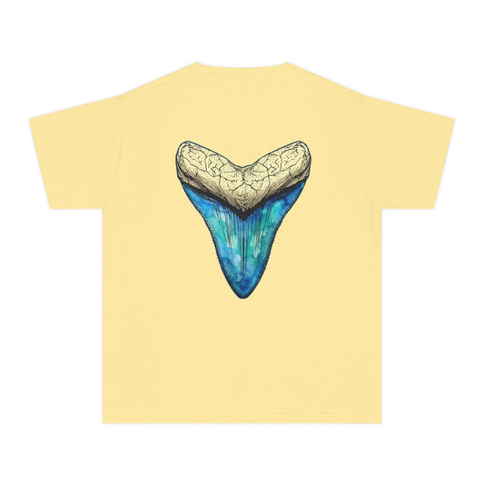 Shark Tooth Kid's Tee Blue Fossil Megalodon