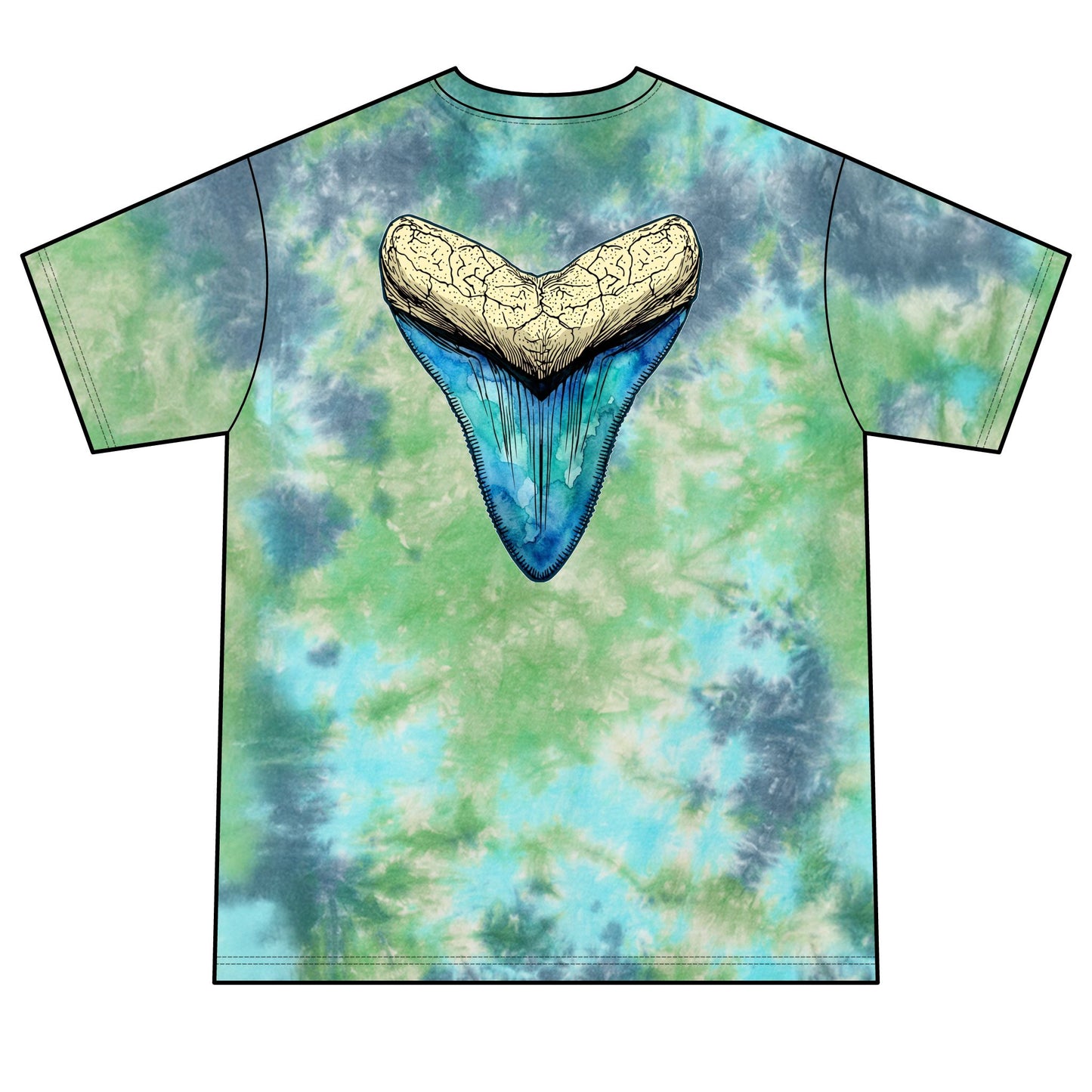 Megalodon Tie-Dye Tee  Shark Tooth Graphic