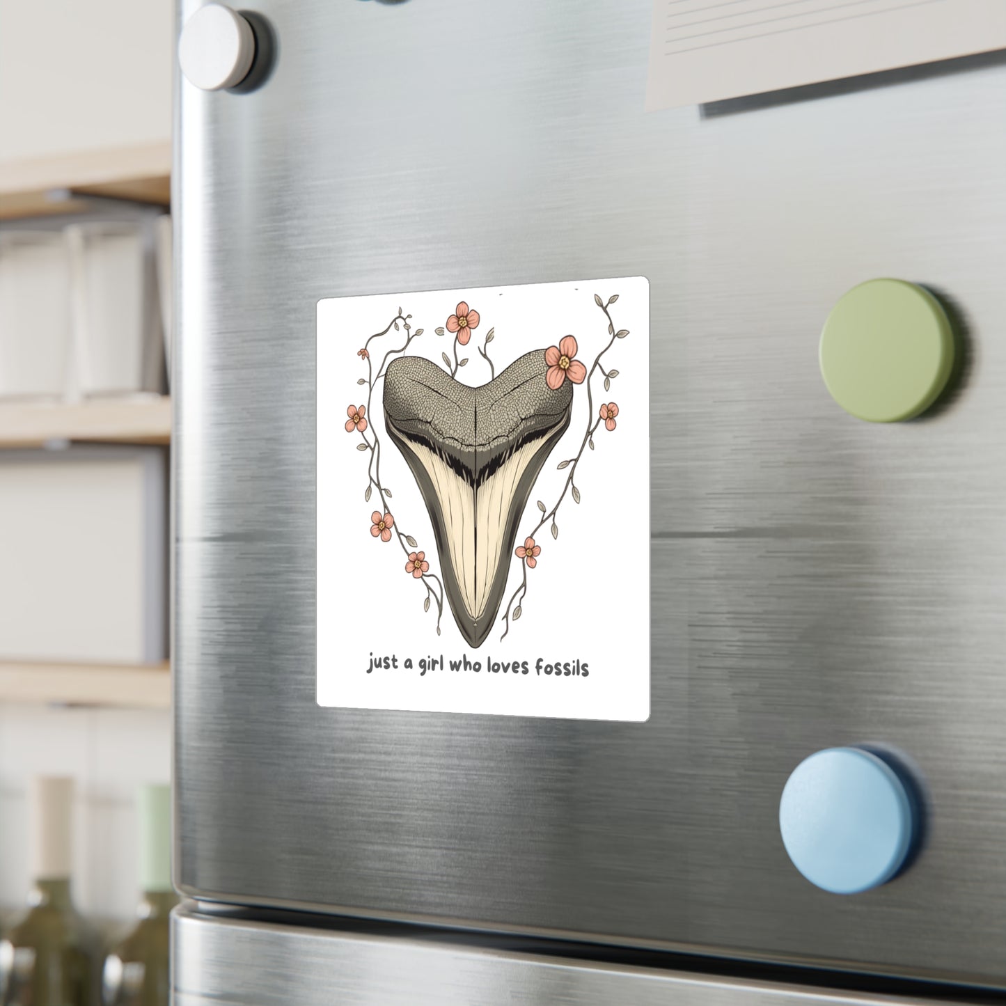 Fossil Shark Tooth Kiss-Cut Vinyl Decal “just a girl who loves fossils”