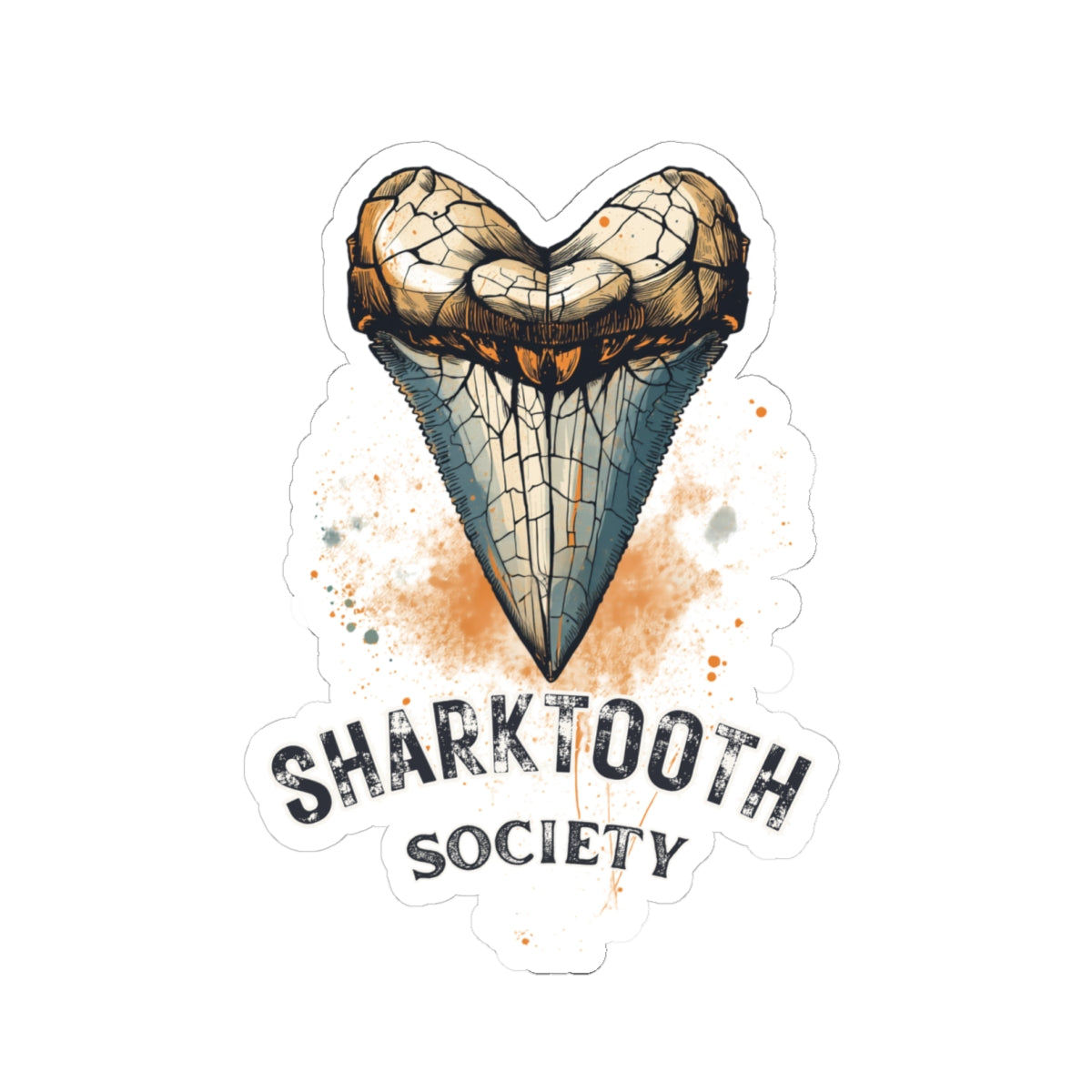 Sharktooth Society Kiss-Cut Sticker — Vintage Heart Shark Tooth Decal