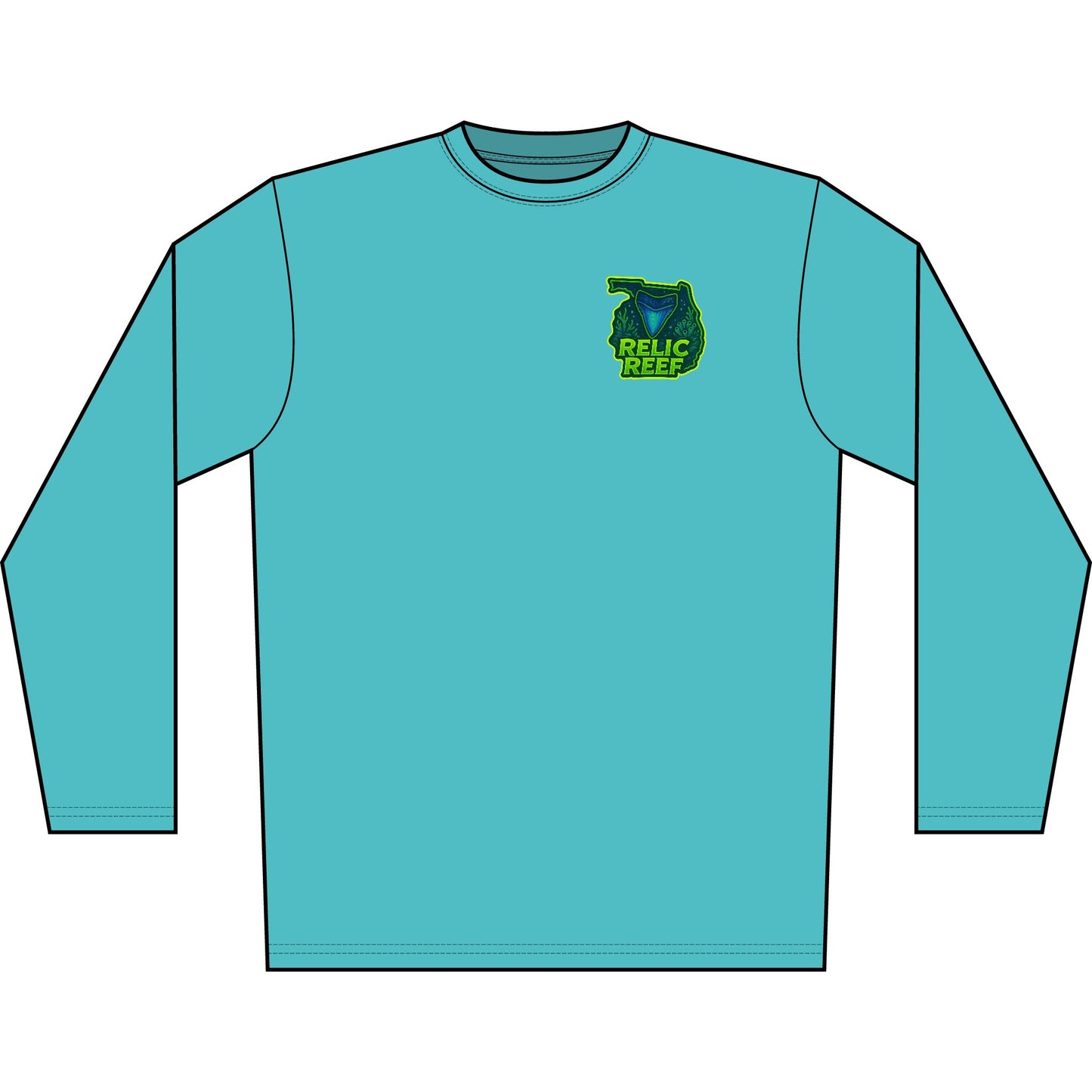 Dry Fit Watercolor Megalodon Graphic Coastal Tee