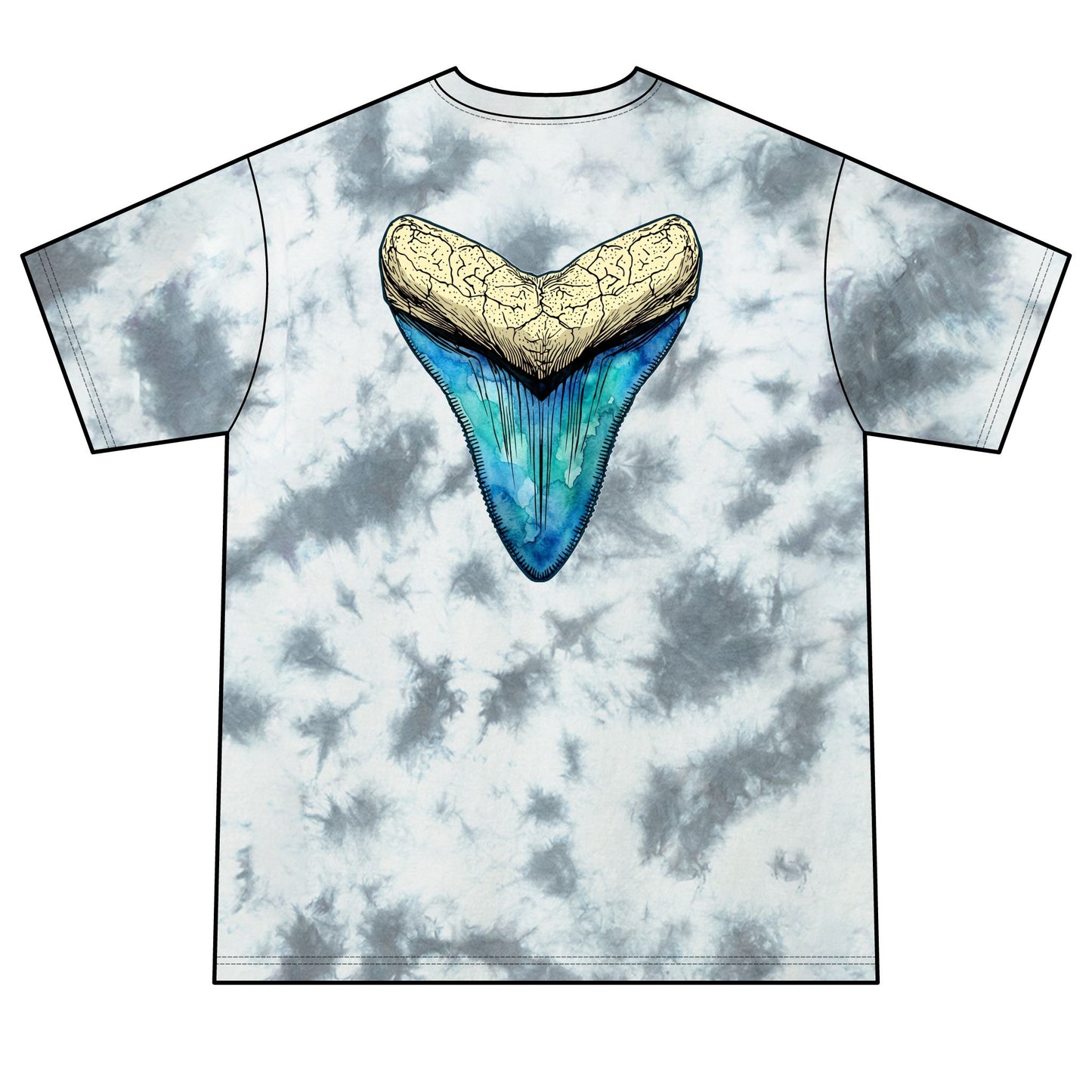 Megalodon Tie-Dye Tee  Shark Tooth Graphic