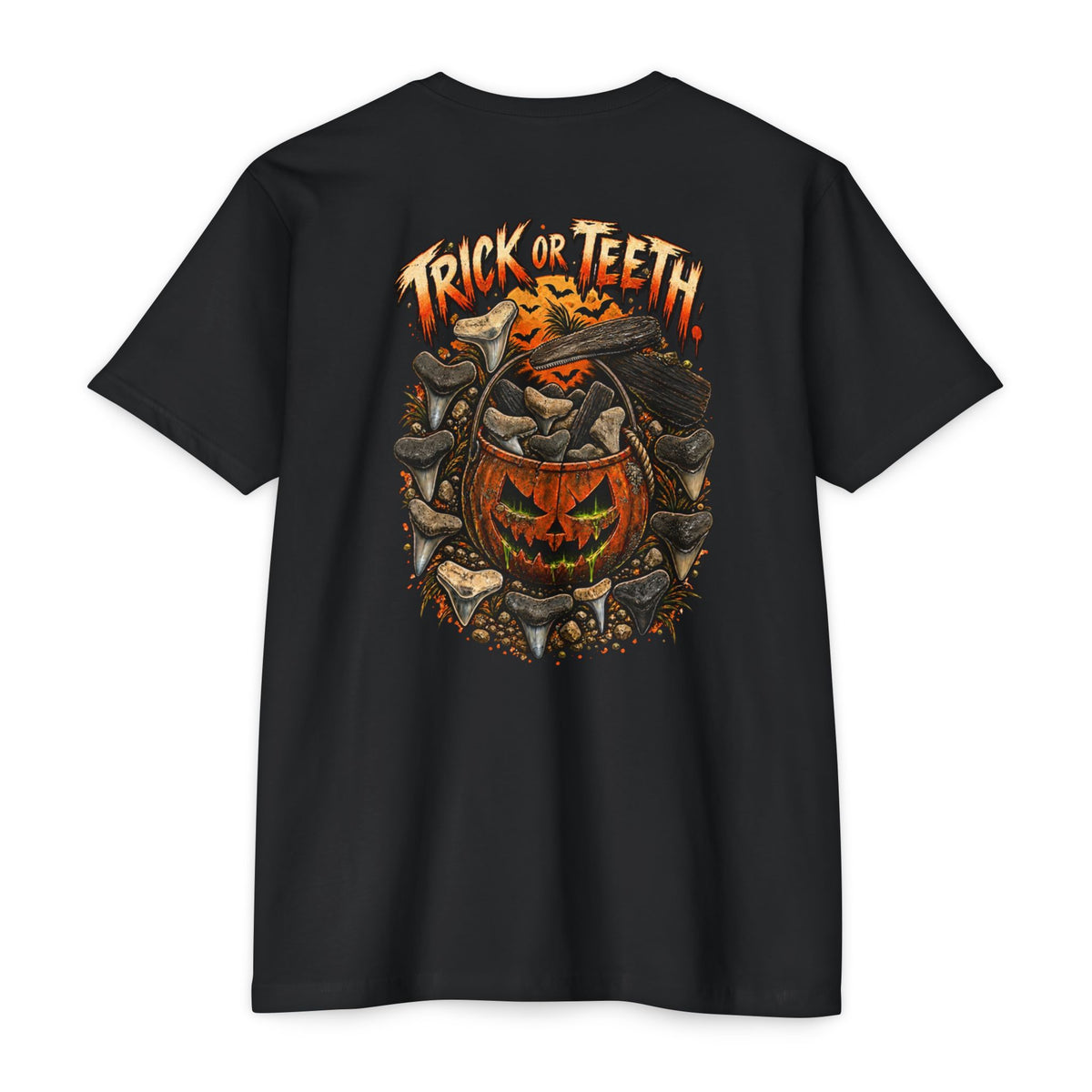 Halloween T-Shirt - "Trick or Teeth" Pumpkin Skull Graphic Tee – Relic Reef