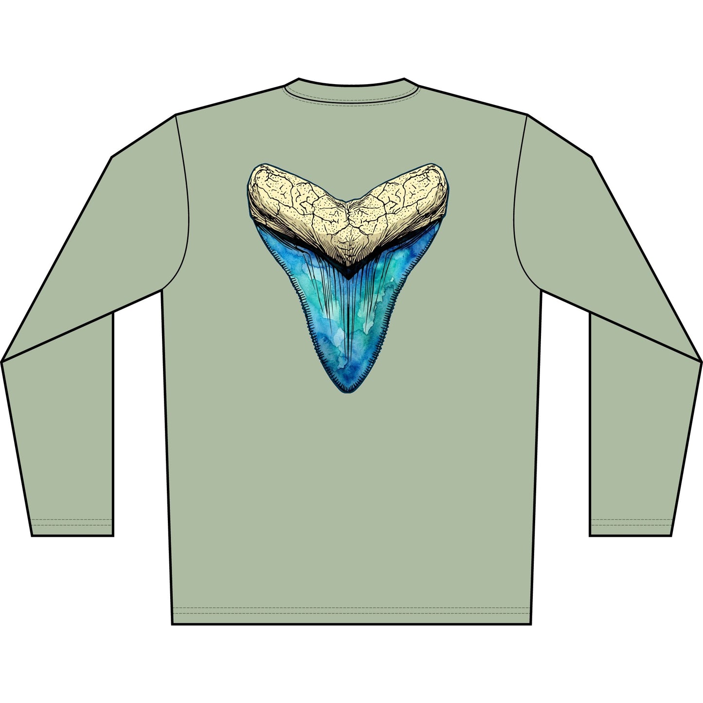 Dry Fit Watercolor Megalodon Graphic Coastal Tee
