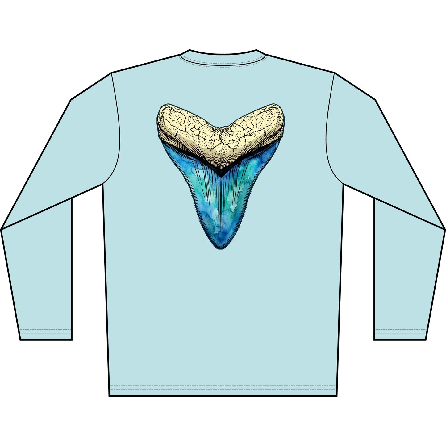 Dry Fit Watercolor Megalodon Graphic Coastal Tee