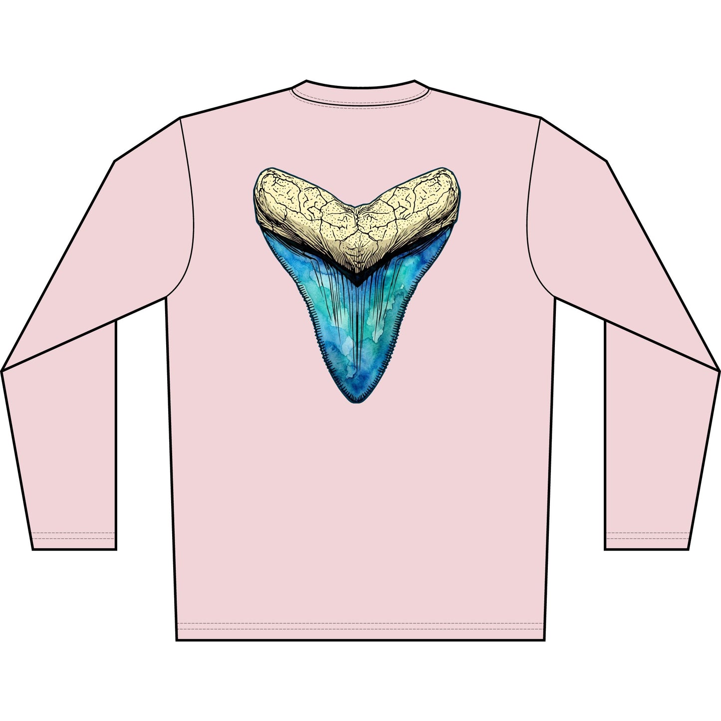 Dry Fit Watercolor Megalodon Graphic Coastal Tee