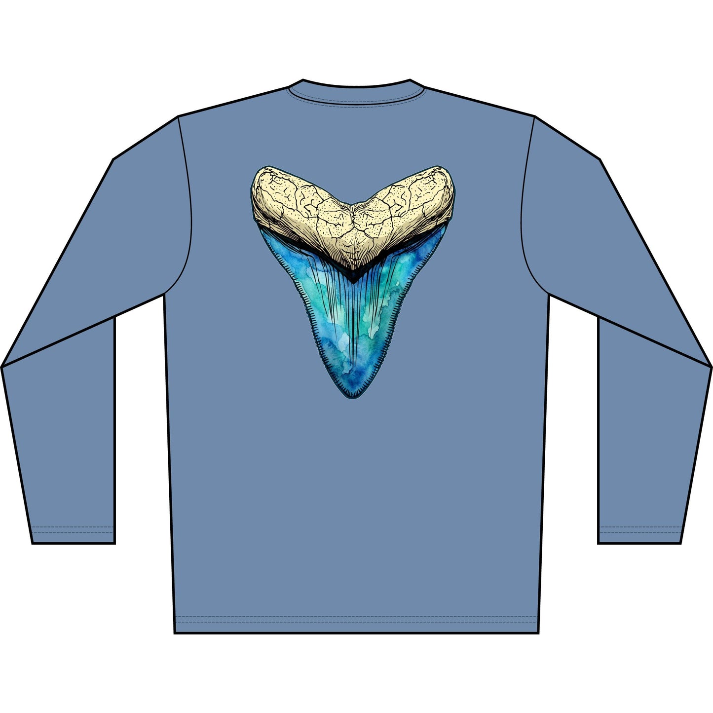 Dry Fit Watercolor Megalodon Graphic Coastal Tee