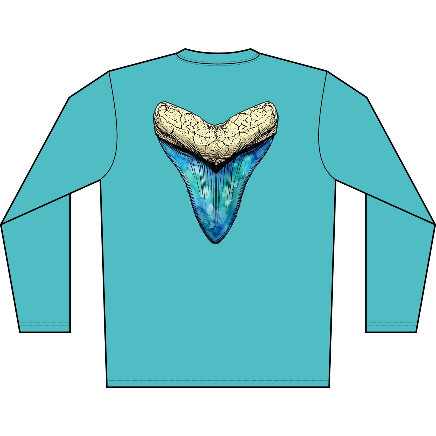 Dry Fit Watercolor Megalodon Graphic Coastal Tee