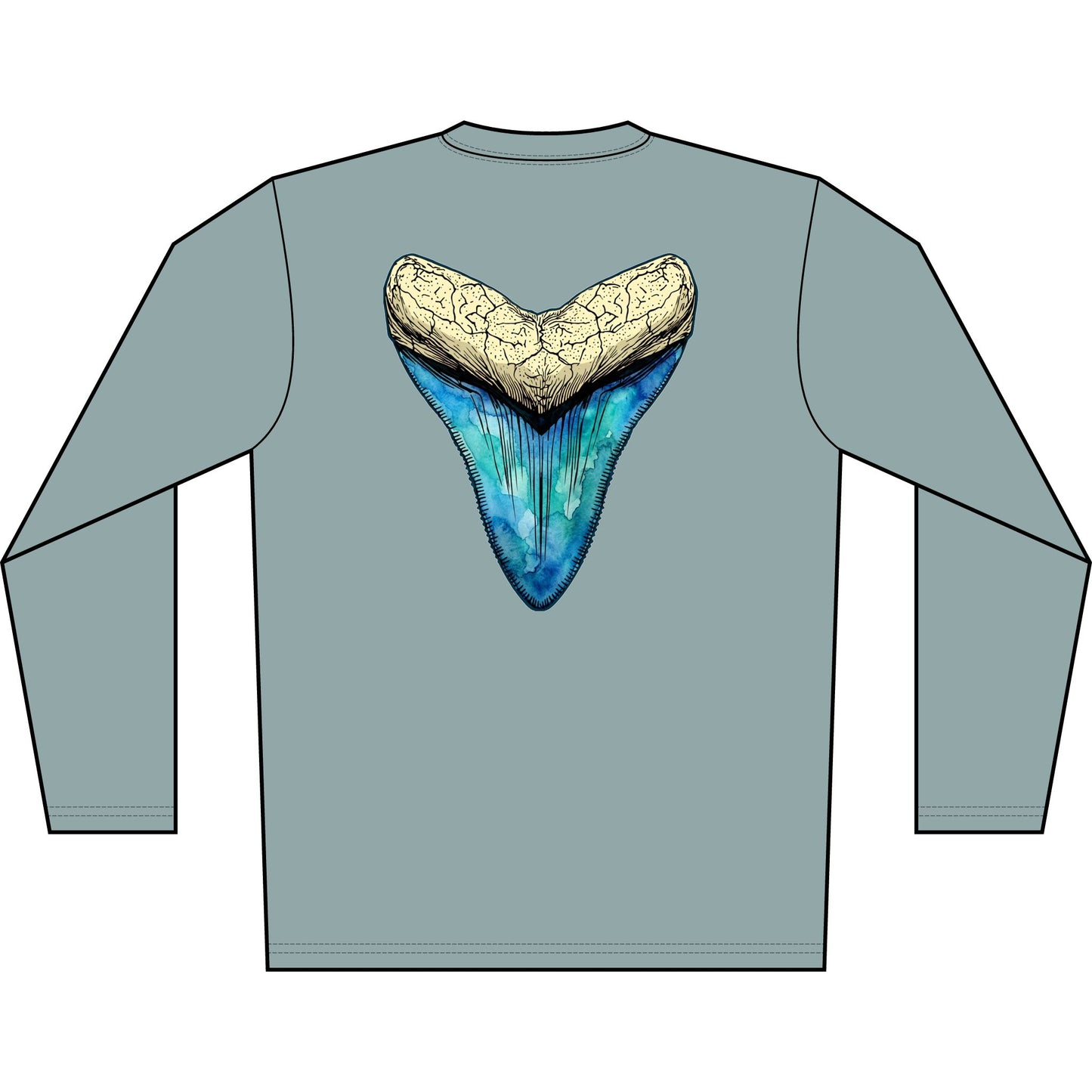 Dry Fit Watercolor Megalodon Graphic Coastal Tee