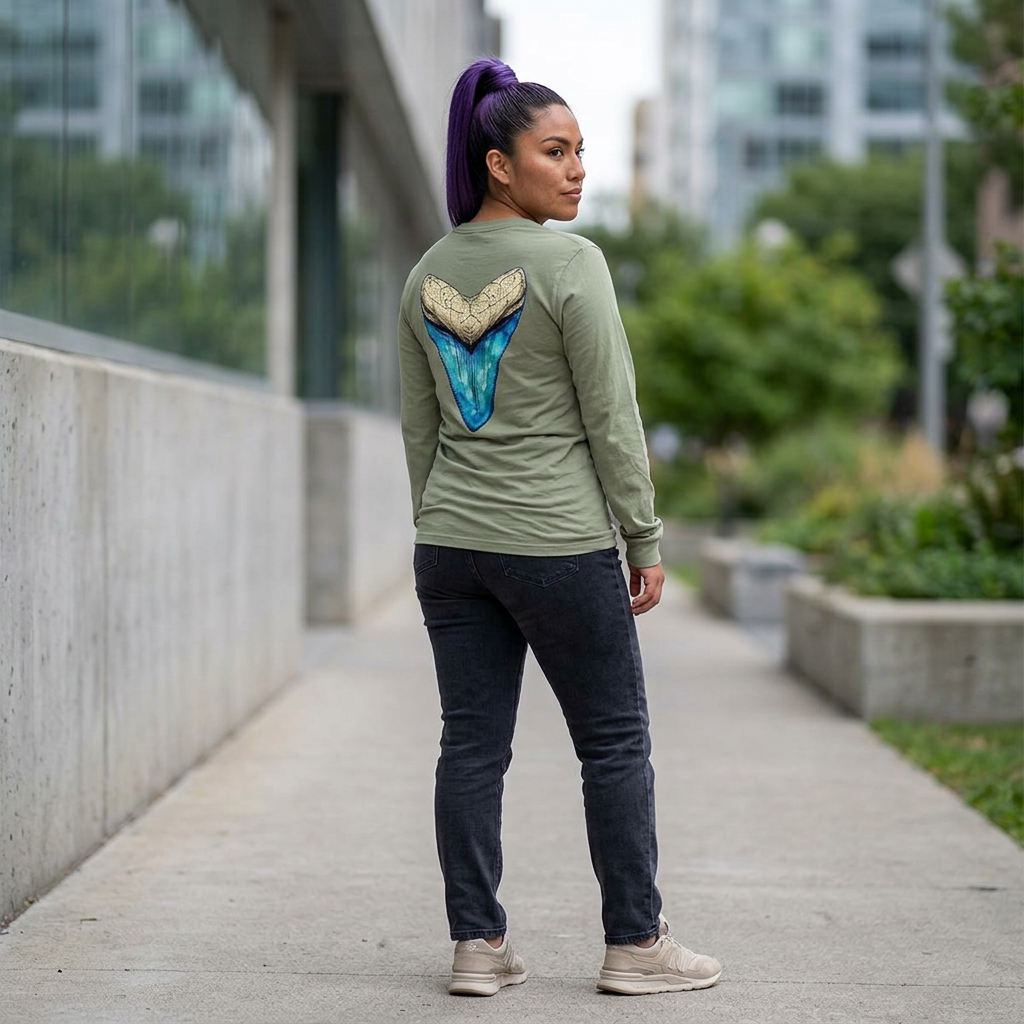 Megalodon Graphic Long-Sleeve Dry Fit Coastal Tee