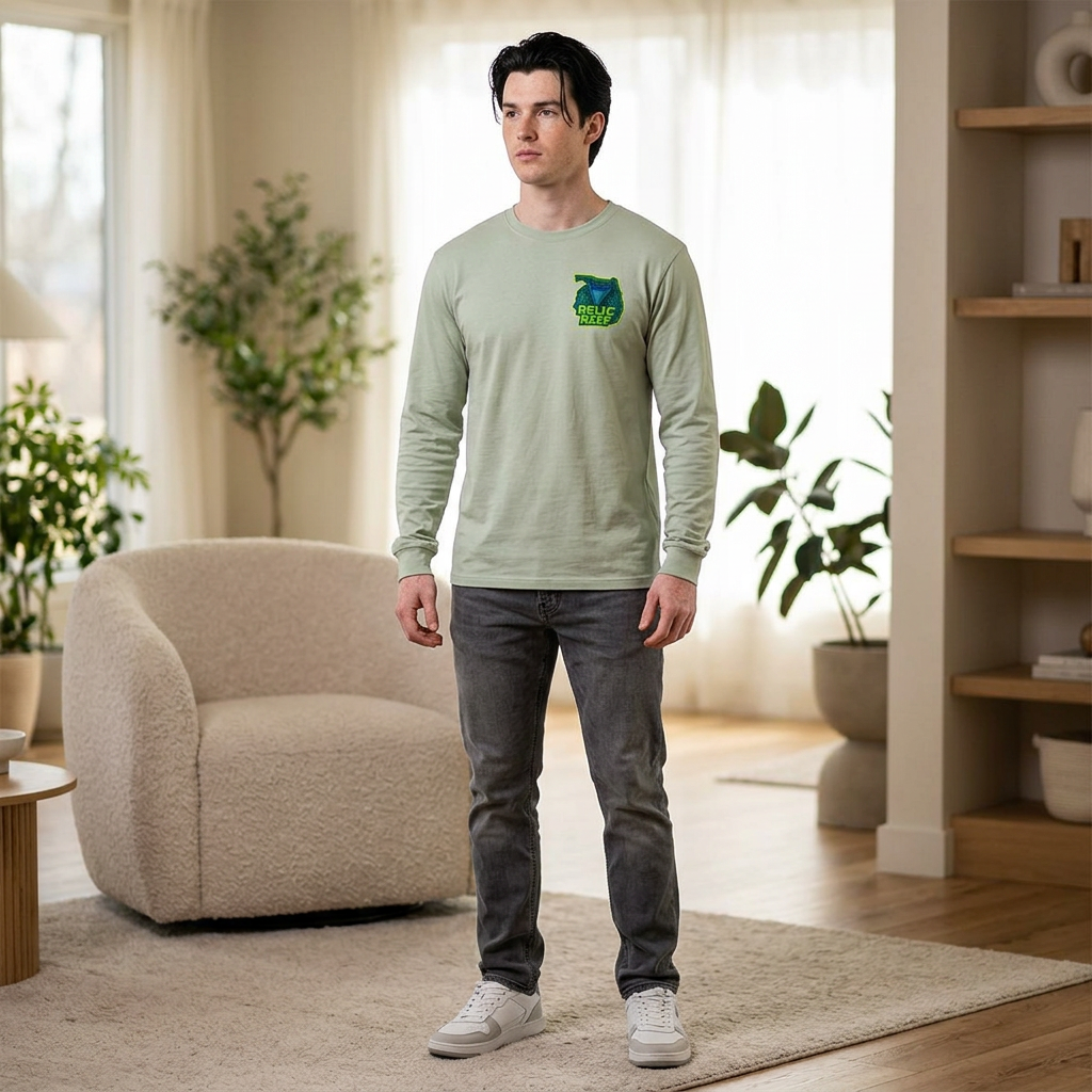 Long Sleeve Shirt — 'Respect the Locals' Shark Tooth Graphic (Relic Reef Logo)