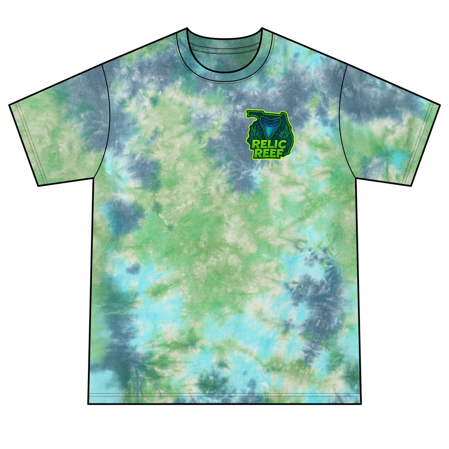 Megalodon Tie-Dye Tee  Shark Tooth Graphic