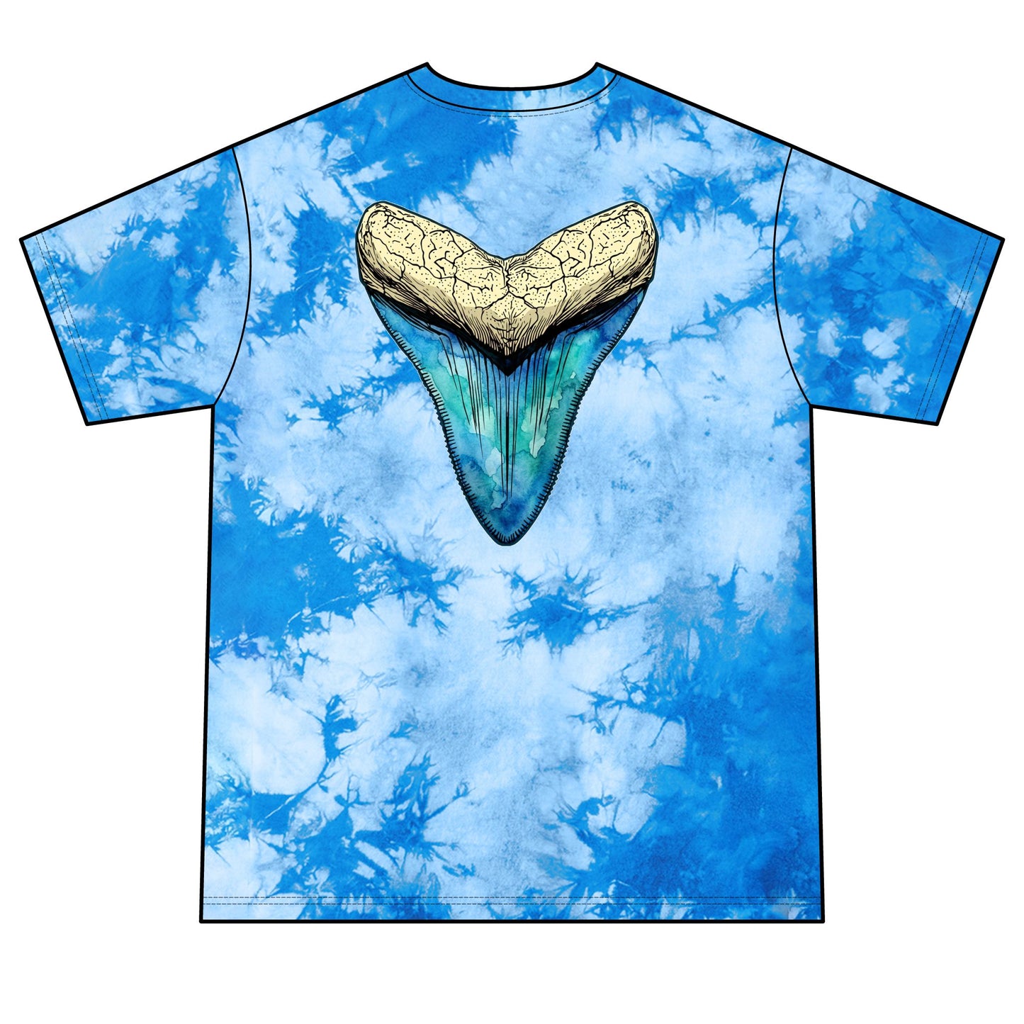 Megalodon Tie-Dye Tee  Shark Tooth Graphic