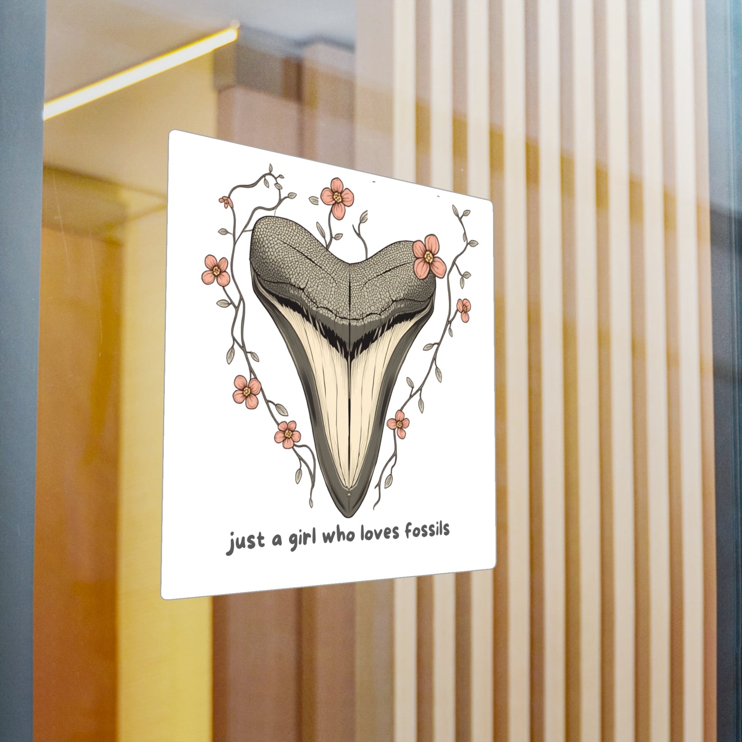 Fossil Shark Tooth Kiss-Cut Vinyl Decal “just a girl who loves fossils”
