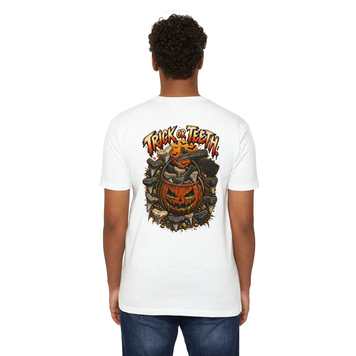 Halloween T-Shirt - "Trick or Teeth" Pumpkin Skull Graphic Tee – photo 8