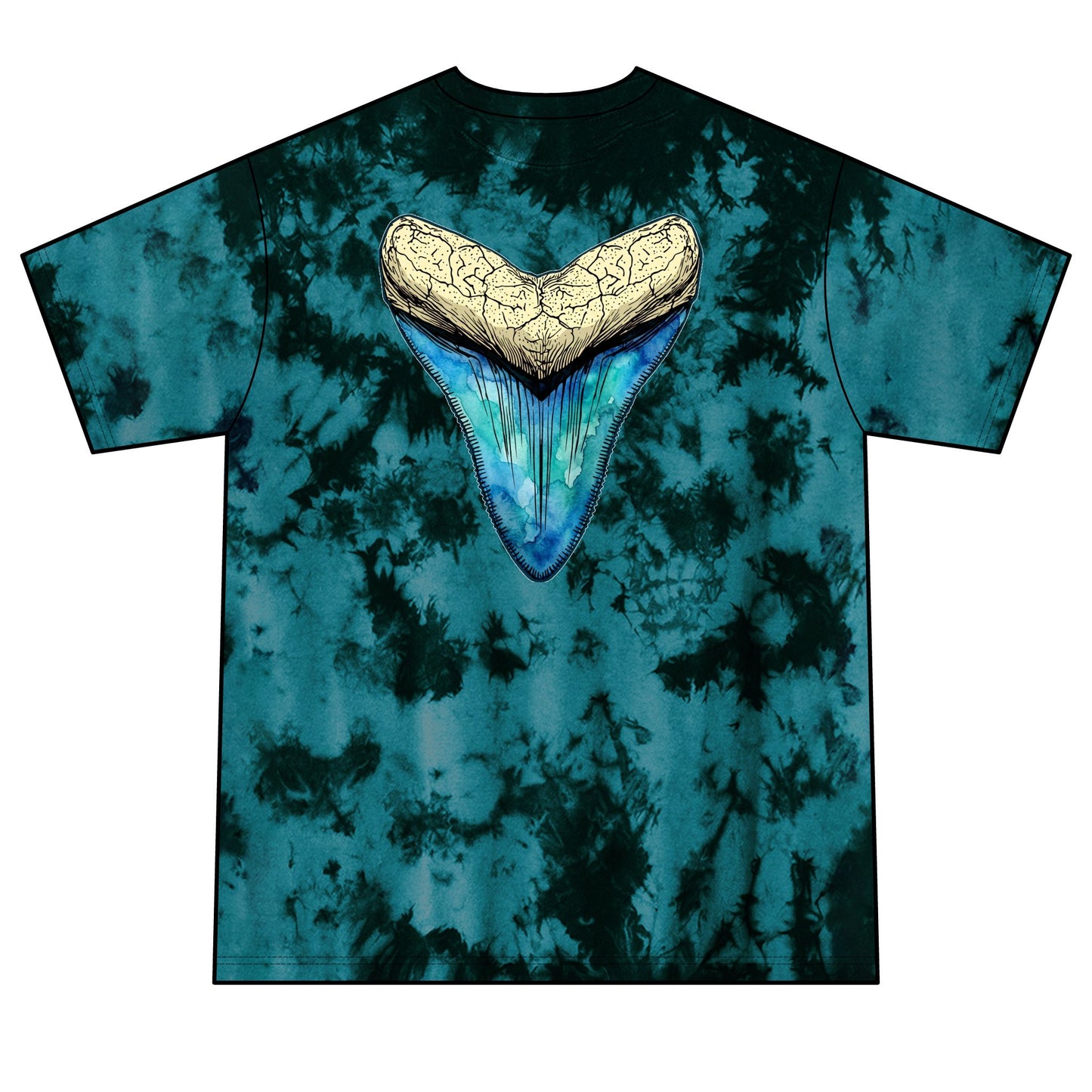 Megalodon Tie-Dye Tee  Shark Tooth Graphic