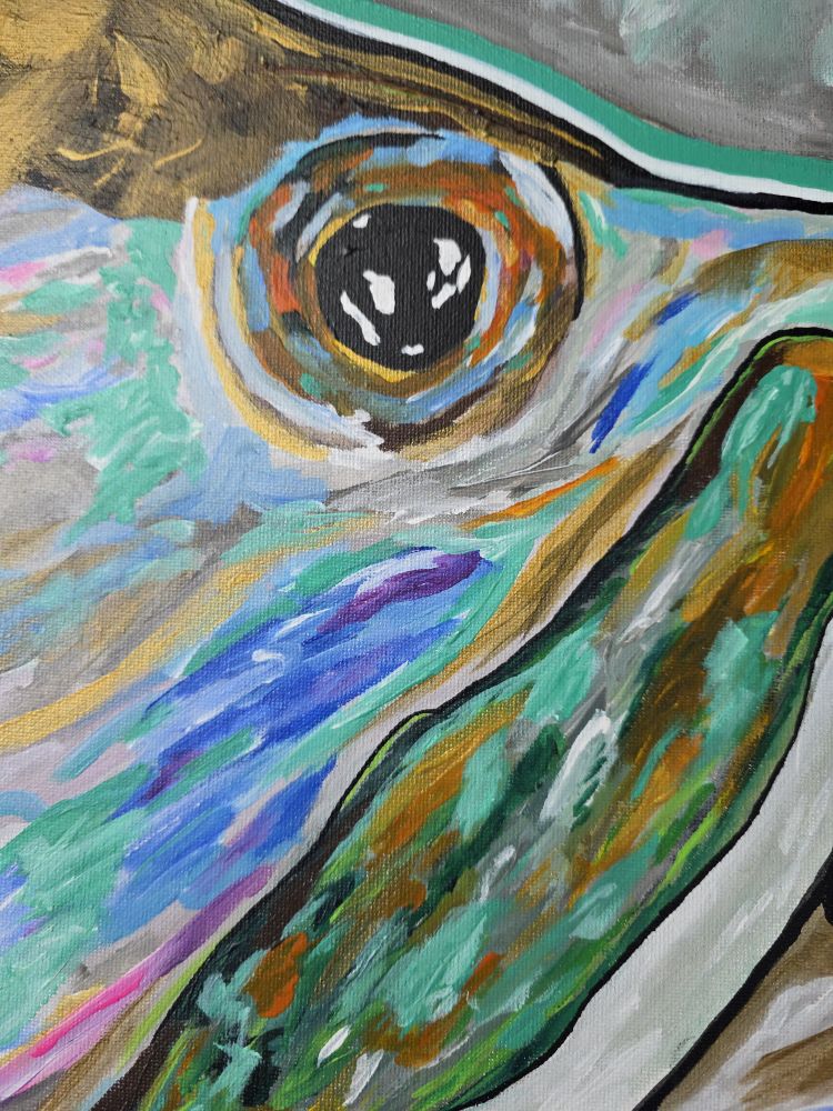 Detail of the eye and brushwork on Silver King