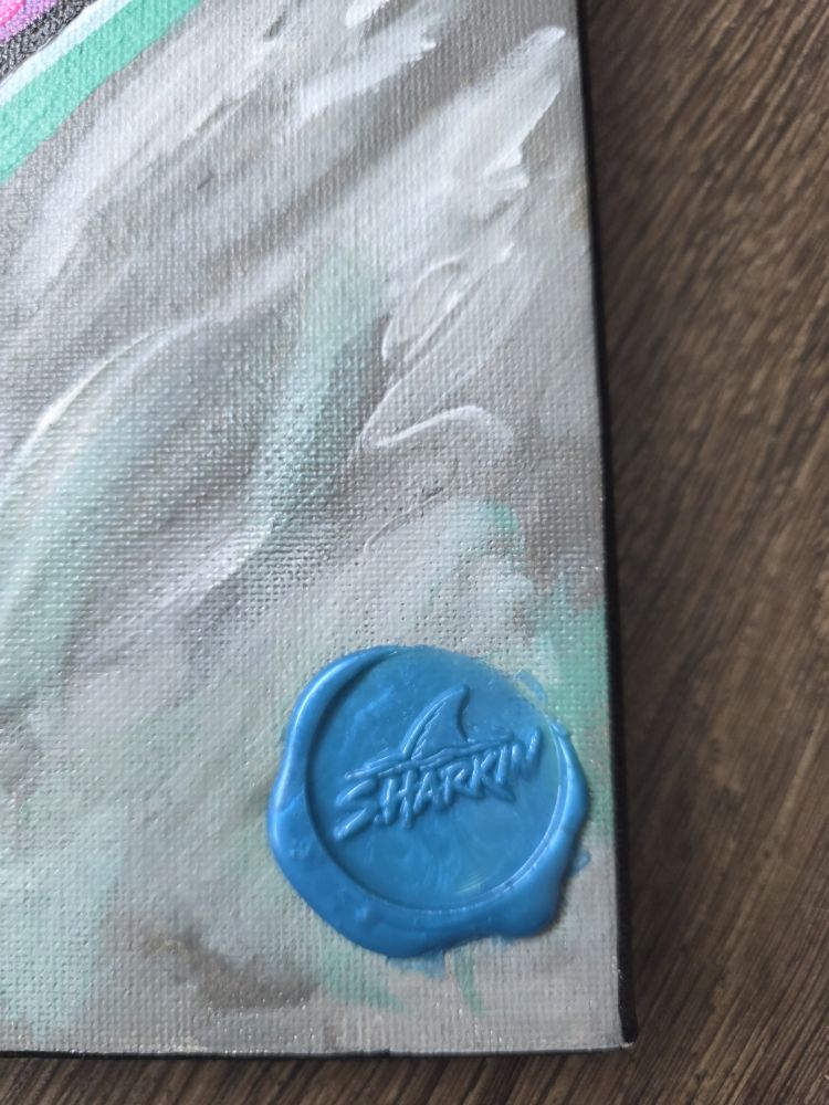 Close-up of the blue wax SHARKIN seal on Silver King