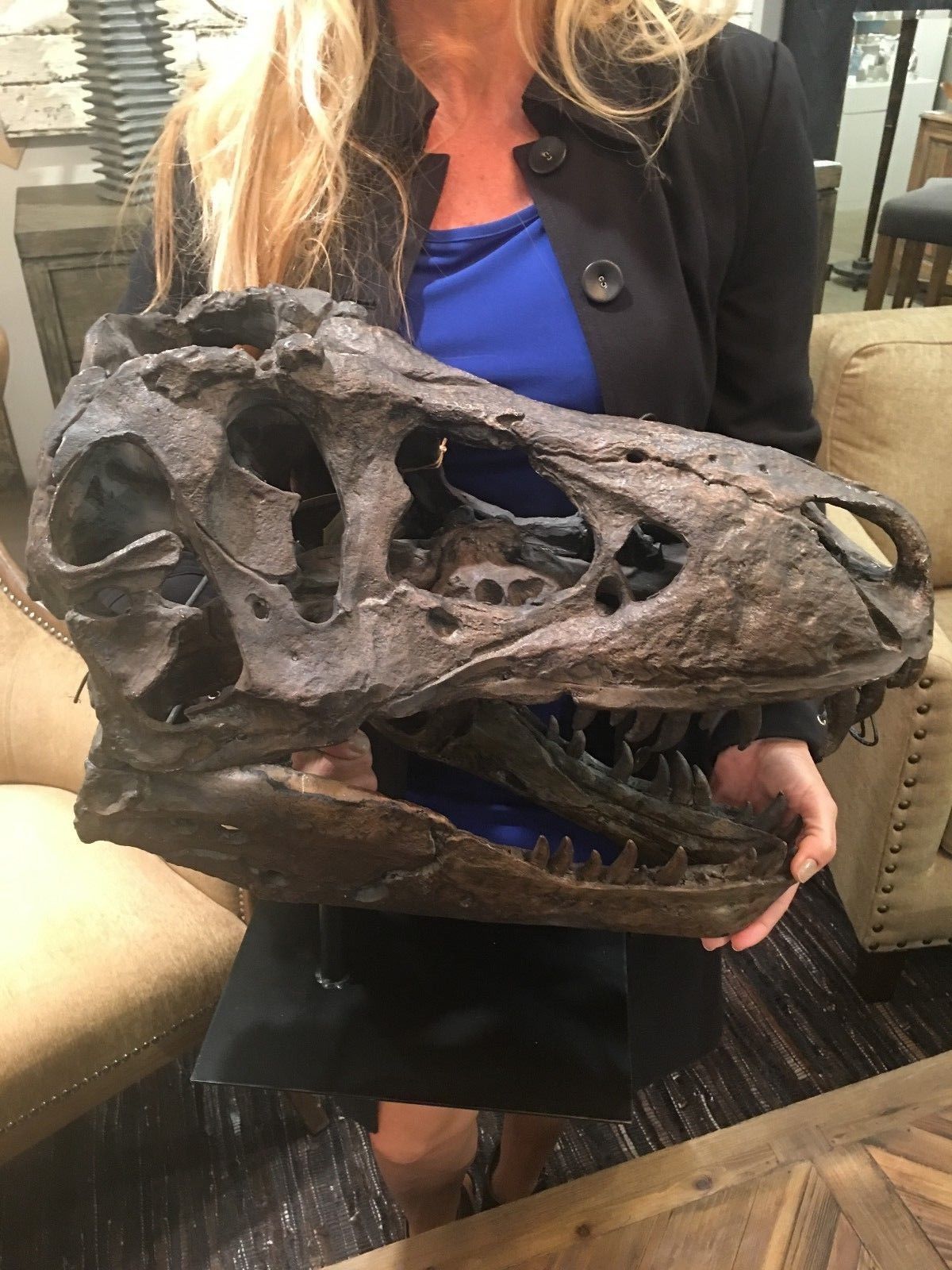 Tyrannosaurus Rex Skull Replica Large Head Resin Model T-Rex Sculpture, photo 5