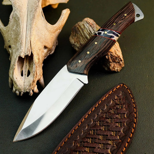 8.7" Handmade Bushcraft Knife – Stainless Steel Full Tang Wood Handle