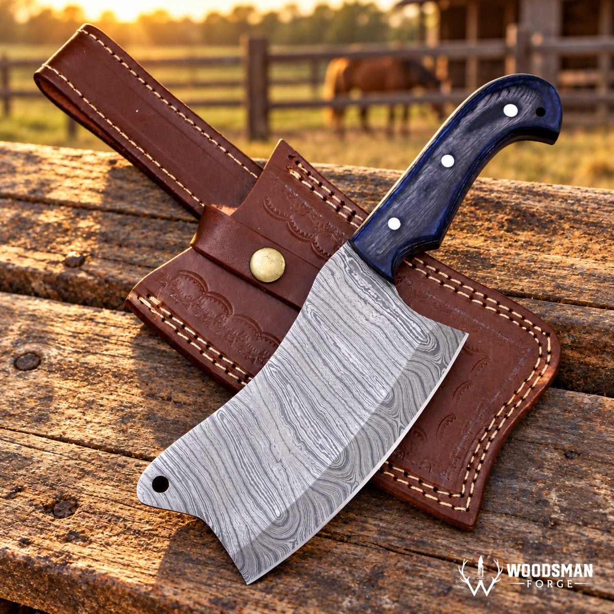 Oakveil Hearthline™ Handmade Damascus Kitchen Knife – 1095 & 15N20 Steel