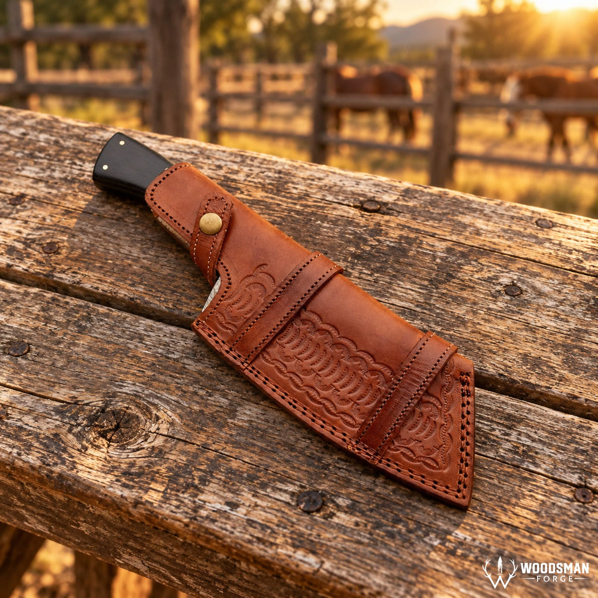 Stormdrop Forgeveil™ 352-Layer Raindrop Damascus Cleaver Knife – Micarta Handle